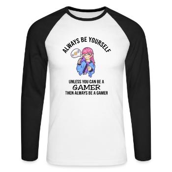 Always Be Yourself Gamer - Unisex Long Sleeve Baseball T-Shirt - white/black - Front - Nik (191cm)