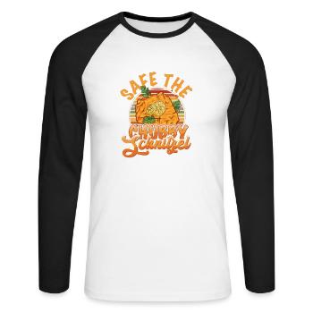 Safe the Chubby Schnitzel - Unisex Baseballshirt langarm - Weiß/Schwarz - Vorne - Nik (191cm)