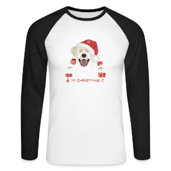 Marché de Noël du Labrador - T-shirt baseball manches longues Homme - blanc/noir - Devant - Nik (191cm)