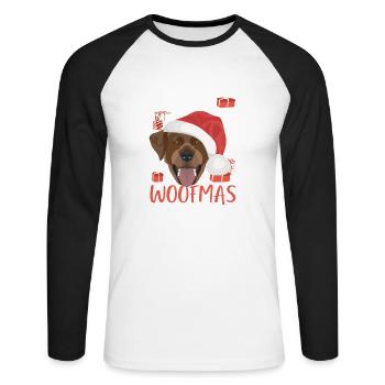 Joyeux Noël Labrador - T-shirt baseball manches longues Homme - blanc/noir - Devant - Nik (191cm)