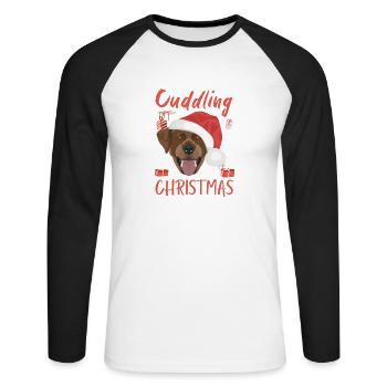 Joyeux Noël Labrador - T-shirt baseball manches longues Homme - blanc/noir - Devant - Nik (191cm)
