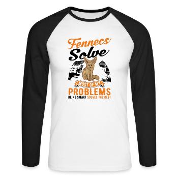 Fennec Gift Desert Fox Fennec - Unisex Long Sleeve Baseball T-Shirt - white/black - Front - Nik (191cm)