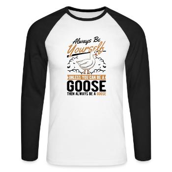 Geese Gift Goose Lovers Goose Breeders - Unisex Long Sleeve Baseball T-Shirt - white/black - Front - Nik (191cm)