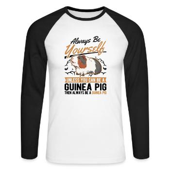 Cochon d’Inde Cadeau Cochon d’Inde - T-shirt baseball manches longues Homme - blanc/noir - Devant - Nik (191cm)