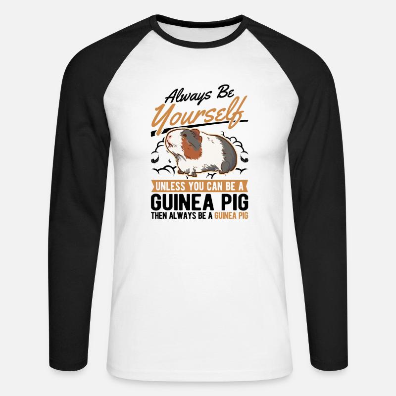 Cochon d’Inde Cadeau Cochon d’Inde - T-shirt baseball manches longues Homme - blanc/noir