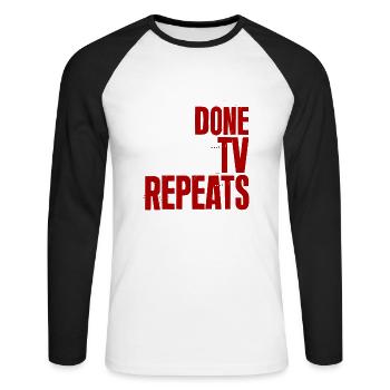 J’en ai fini avec les répétitions tv 2 - T-shirt baseball manches longues Homme - blanc/noir - Devant - Nik (191cm)