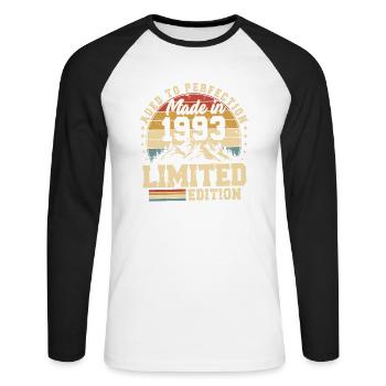 Unique En Son Genre Depuis 1993 - T-shirt baseball manches longues Homme - blanc/noir - Devant - Nik (191cm)