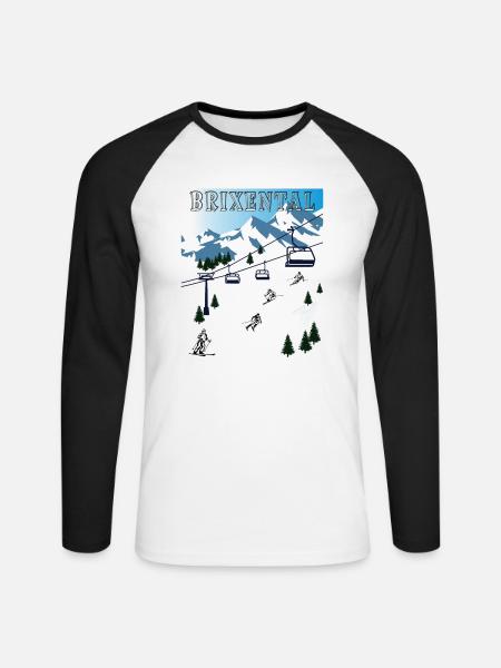 SCHI FAHREN BRIXENTAL - Unisex Baseballshirt langarm - Weiß/Schwarz