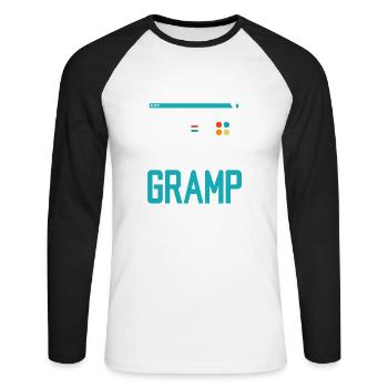 Leveled Up to Gramp Gamer Grandpa Gaming Grandfath - Unisex Long Sleeve Baseball T-Shirt - white/black - Front - Nik (191cm)