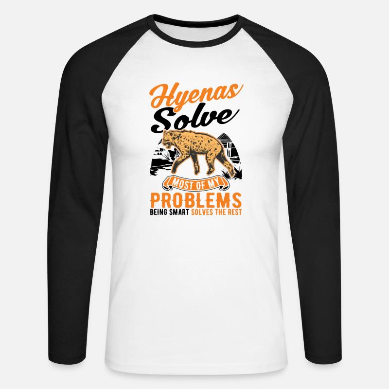 Hyäne Geschenk Erdwolf Hyena - Unisex Baseballshirt langarm - Weiß/Schwarz
