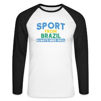 Capoeira Cadeau Brésil Arts Martiaux Capoeira - T-shirt baseball manches longues Homme - blanc/noir - Devant - Nik (191cm)