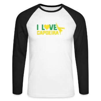 Capoeira Cadeau Brésil Arts Martiaux Capoeira - T-shirt baseball manches longues Homme - blanc/noir - Devant - Nik (191cm)