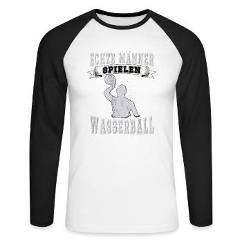 Wasserballer Wassersport Sport Wasserball - Unisex Baseballshirt langarm - Weiß/Schwarz - Vorne - Nik (191cm)