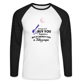 Sternschnuppe Mond Planet Teleskop Spruch - Unisex Baseballshirt langarm - Weiß/Schwarz - Vorne - Nik (191cm)
