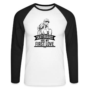 Skating Frau Extremsport Hiphop - Unisex Baseballshirt langarm - Weiß/Schwarz - Vorne - Nik (191cm)