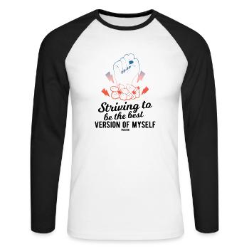 femme forte - T-shirt baseball manches longues Homme - blanc/noir - Devant - Nik (191cm)