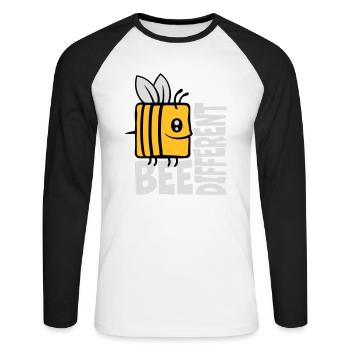 bee citation différente - T-shirt baseball manches longues Homme - blanc/noir - Devant - Nik (191cm)