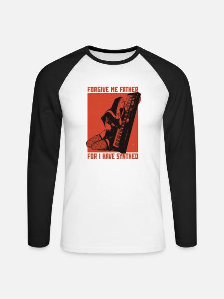 Synth Techno Musik Funny Synthesizer - Unisex Baseballshirt langarm - Weiß/Schwarz