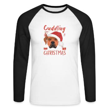 Rhodesian Ridgeback Joyeux Noël - T-shirt baseball manches longues Homme - blanc/noir - Devant - Nik (191cm)