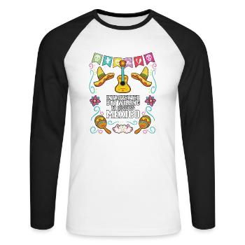 Introverti mais prêt à discuter de la fierté mexicaine - T-shirt baseball manches longues Homme - blanc/noir - Devant - Nik (191cm)
