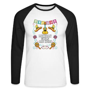 Mexican Girls Are Here Mexico Pride Country - Unisex Long Sleeve Baseball T-Shirt - white/black - Front - Nik (191cm)