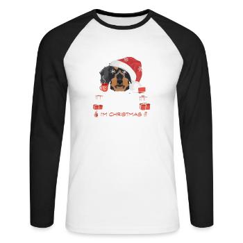 Wire-haired Dachshund Christmas Market - Unisex Long Sleeve Baseball T-Shirt - white/black - Front - Nik (191cm)