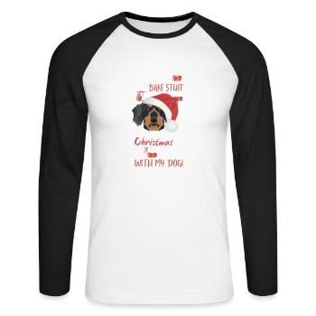Wire-haired Dachshund Merry Christmas - Unisex Long Sleeve Baseball T-Shirt - white/black - Front - Nik (191cm)