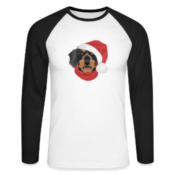 Wire-haired Dachshund Merry Christmas - Unisex Long Sleeve Baseball T-Shirt - white/black - Front - Nik (191cm)