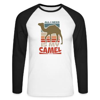 All I Need Is My Camel - Unisex Baseballshirt langarm - Weiß/Schwarz - Vorne - Nik (191cm)
