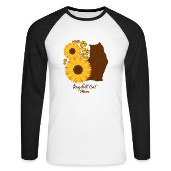 Sunflower Mom - Ragdoll Cat - T-shirt baseball manches longues Homme - blanc/noir - Devant - Nik (191cm)