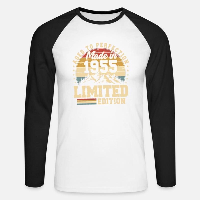 Einzigartig seit 1955 - Unisex Baseballshirt langarm - Weiß/Schwarz