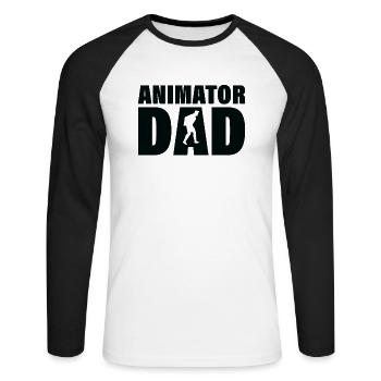 Job - Animator Papa - Unisex Baseballshirt langarm - Weiß/Schwarz - Vorne - Nik (191cm)