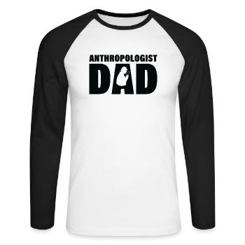 Job - Anthropologe Papa - Unisex Baseballshirt langarm - Weiß/Schwarz - Vorne - Nik (191cm)