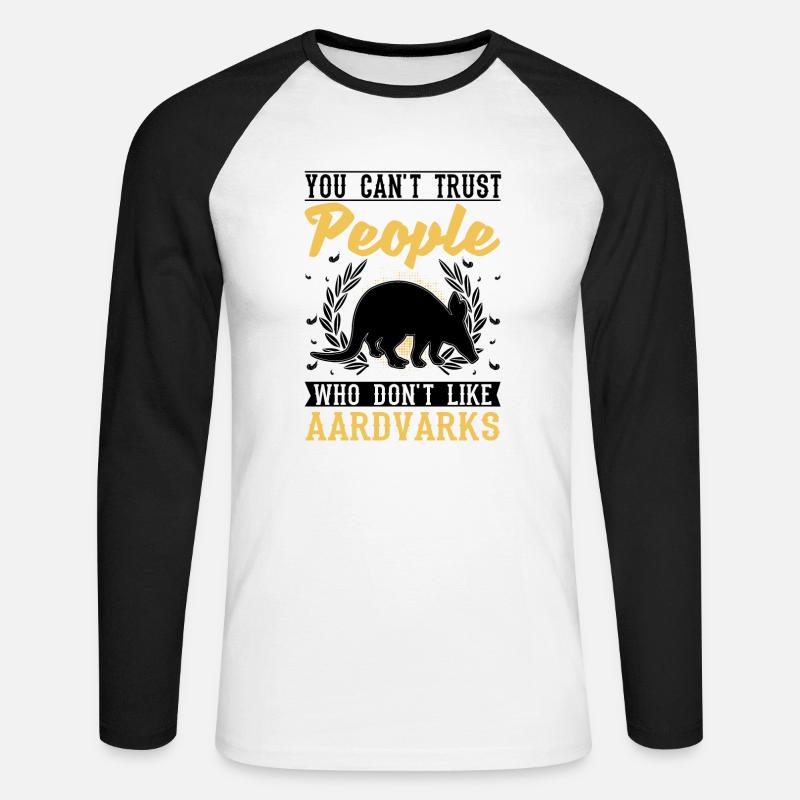 Erdferkel Geschenk Aardvark - Unisex Baseballshirt langarm - Weiß/Schwarz