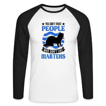 Marten Gift Mink Badger Pine Marten - Unisex Long Sleeve Baseball T-Shirt - white/black - Front - Nik (191cm)
