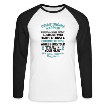 Definition Dysautonomia Warrior - Unisex Long Sleeve Baseball T-Shirt - white/black - Front - Nik (191cm)
