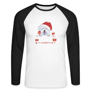 Marché de Noël maltais - T-shirt baseball manches longues Homme - blanc/noir - Devant - Nik (191cm)