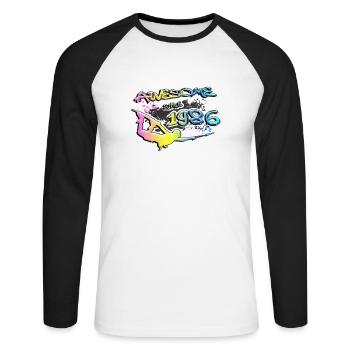 Génial depuis 1986. Wakeboard Lifestyle Vintage - T-shirt baseball manches longues Homme - blanc/noir - Devant - Nik (191cm)