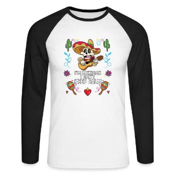Je suis un Mexicain Je ne peux pas garder mon calme Fierté du Mexique - T-shirt baseball manches longues Homme - blanc/noir - Devant - Nik (191cm)