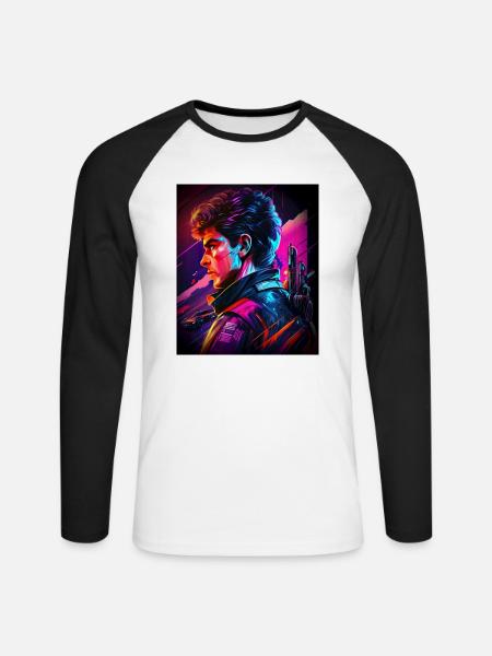 Retrowave Synthwave 80s Design - Unisex Baseballshirt langarm - Weiß/Schwarz