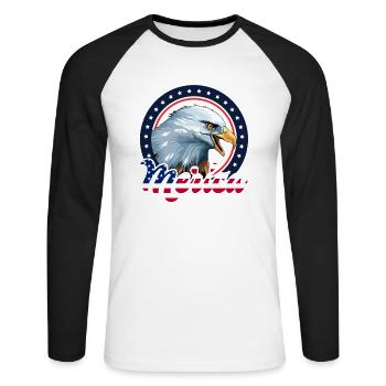 Merica Eagle USA Amerikanische Flagge Gedenktag Vi - Unisex Baseballshirt langarm - Weiß/Schwarz - Vorne - Nik (191cm)