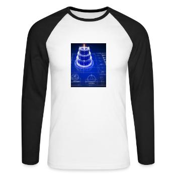 Cake Blueprint Pastry Chef Cake Baking - Unisex Long Sleeve Baseball T-Shirt - white/black - Front - Nik (191cm)
