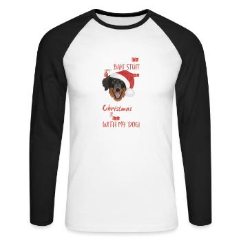 Hovawart Frohe Weihnachten - Unisex Baseballshirt langarm - Weiß/Schwarz - Vorne - Nik (191cm)