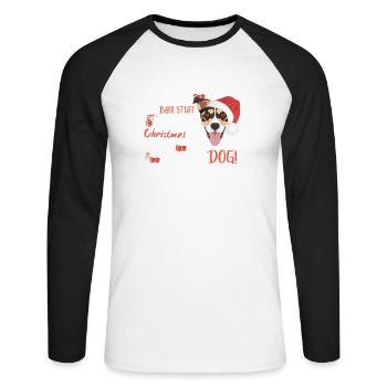 Jack Russell Terrier Merry Christmas - Unisex Long Sleeve Baseball T-Shirt - white/black - Front - Nik (191cm)