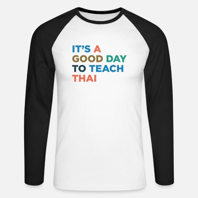 Thailändischen Lehrer Unterrichten - Unisex Baseballshirt langarm - Weiß/Schwarz
