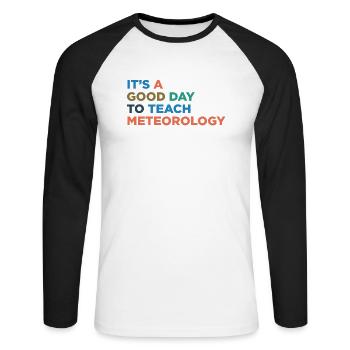 Teaching meteorological teachers - Unisex Long Sleeve Baseball T-Shirt - white/black - Front - Nik (191cm)