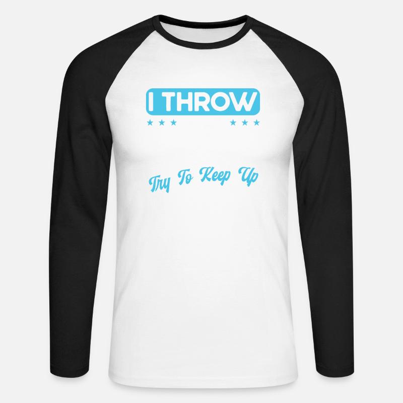 Diskuswerfen Diskuswerfer Geschenk - Unisex Baseballshirt langarm - Weiß/Schwarz