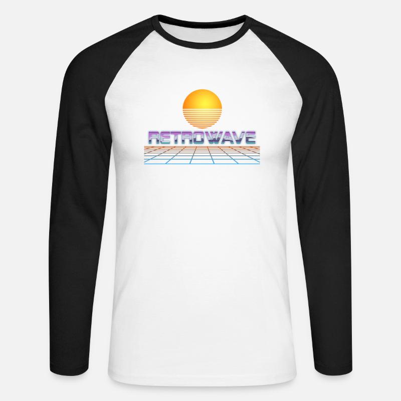 Retrowave Synthwave 80s Design - Unisex Baseballshirt langarm - Weiß/Schwarz