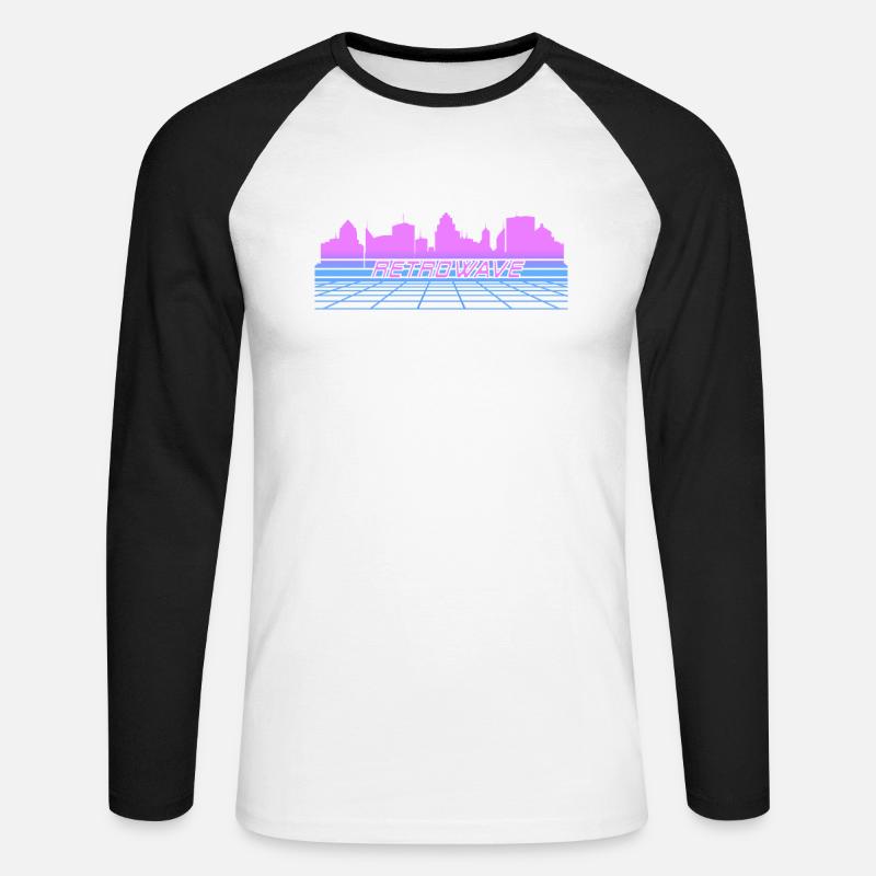 Retrowave Synthwave 80s Design - Unisex Baseballshirt langarm - Weiß/Schwarz