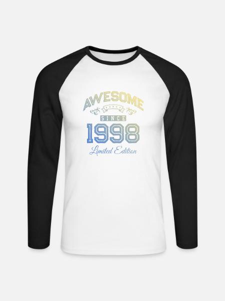 1998 awesome since - Unisex Baseballshirt langarm - Weiß/Schwarz